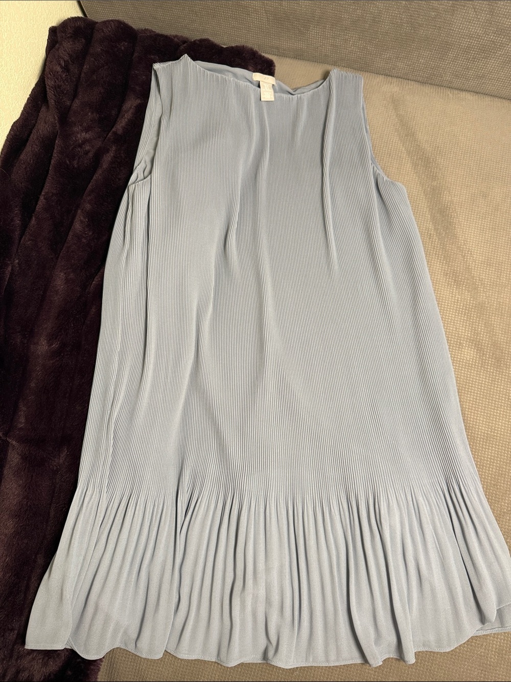 H&M Light Blue Pleated Hem Shift Dress Sleeveless Size M - Picture 10 of 10